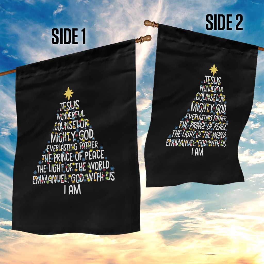 Christian Christmas Garden Flag Jesus Wonderful Counselor Mighty God Xmas Tree - Wonder Print Shop