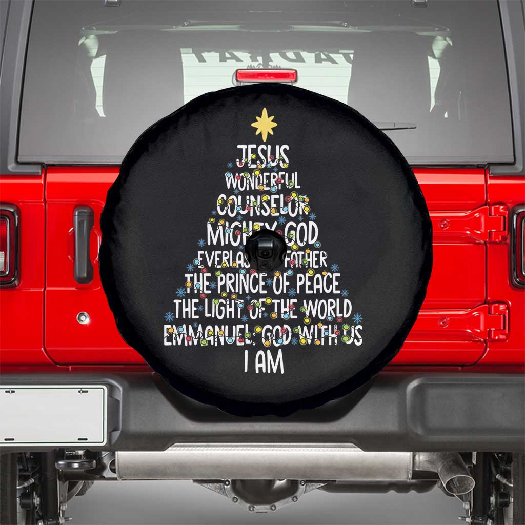 Christian Christmas Spare Tire Cover Jesus Wonderful Counselor Mighty God Xmas Tree - Wonder Print Shop