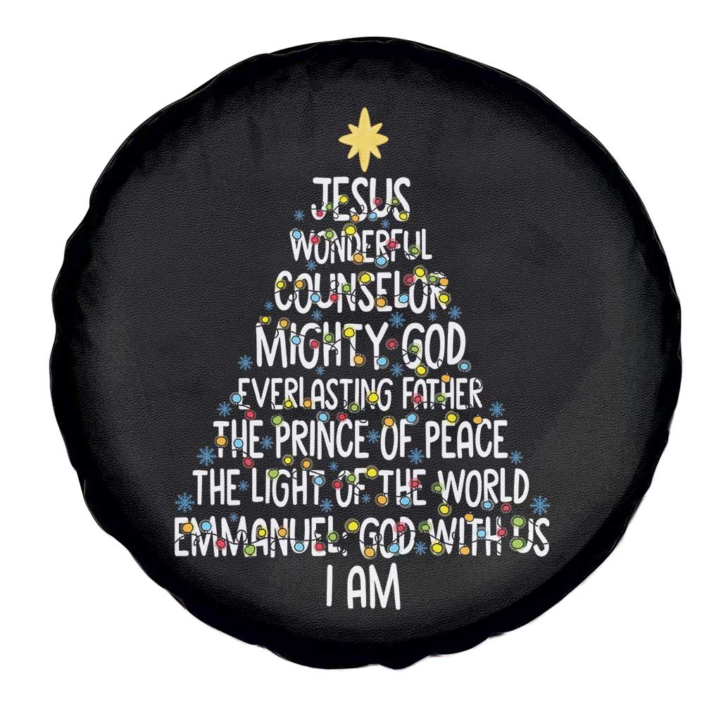 Christian Christmas Spare Tire Cover Jesus Wonderful Counselor Mighty God Xmas Tree - Wonder Print Shop