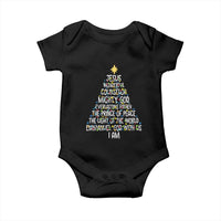 Christian Christmas Baby Onesie Jesus Wonderful Counselor Mighty God Xmas Tree - Wonder Print Shop