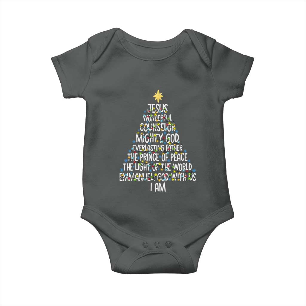 Christian Christmas Baby Onesie Jesus Wonderful Counselor Mighty God Xmas Tree - Wonder Print Shop
