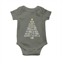 Christian Christmas Baby Onesie Jesus Wonderful Counselor Mighty God Xmas Tree - Wonder Print Shop