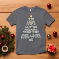 Christian Christmas T Shirt Jesus Wonderful Counselor Mighty God Xmas Tree - Wonder Print Shop