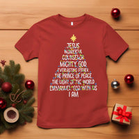 Christian Christmas T Shirt Jesus Wonderful Counselor Mighty God Xmas Tree - Wonder Print Shop