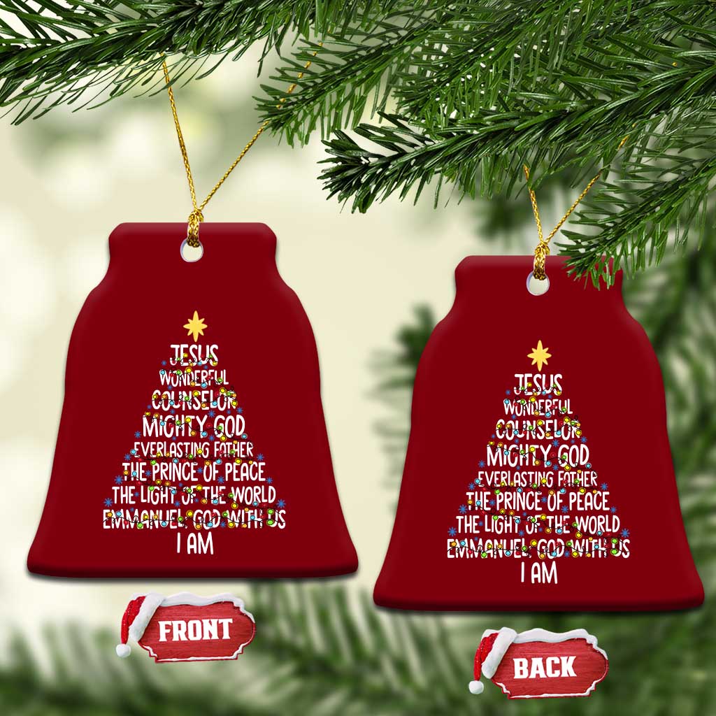 Christian Christmas Ceramic Ornament Jesus Wonderful Counselor Mighty God Xmas Tree - Wonder Print Shop