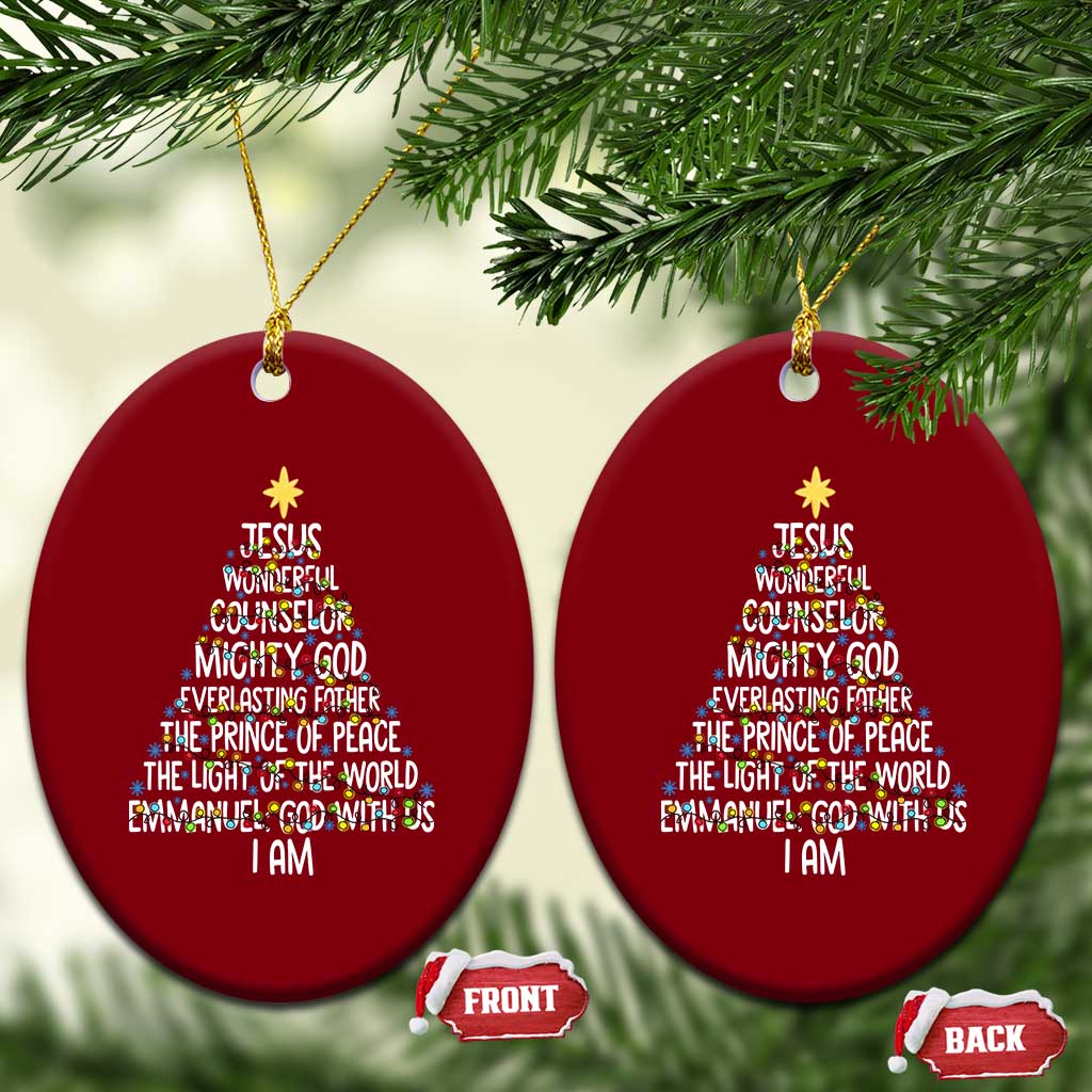 Christian Christmas Ceramic Ornament Jesus Wonderful Counselor Mighty God Xmas Tree - Wonder Print Shop