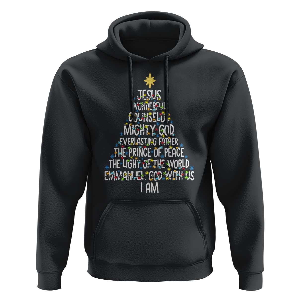 Christian Christmas Hoodie Jesus Wonderful Counselor Mighty God Xmas Tree - Wonder Print Shop