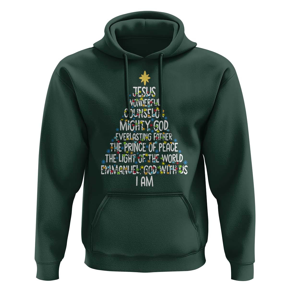 Christian Christmas Hoodie Jesus Wonderful Counselor Mighty God Xmas Tree - Wonder Print Shop