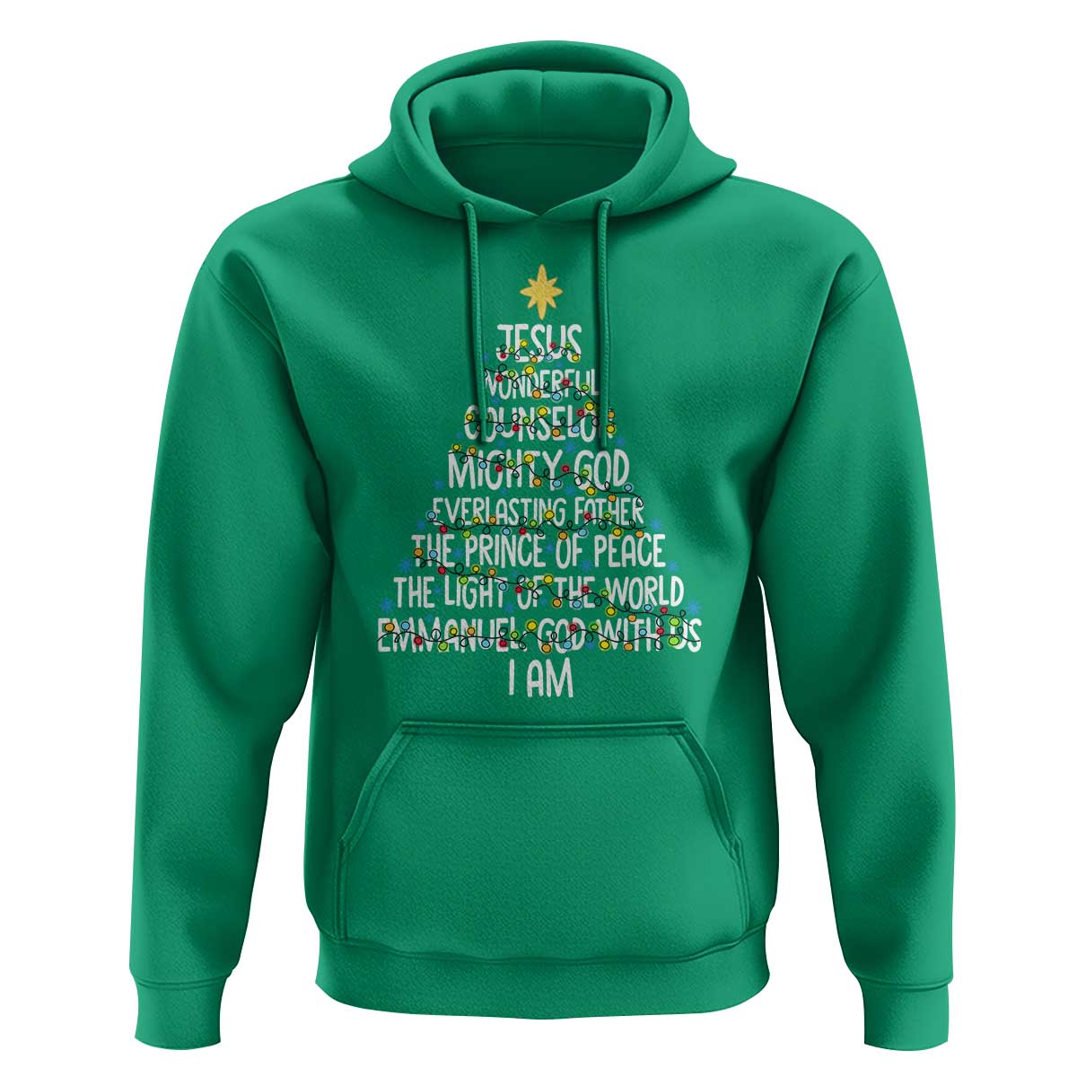 Christian Christmas Hoodie Jesus Wonderful Counselor Mighty God Xmas Tree - Wonder Print Shop