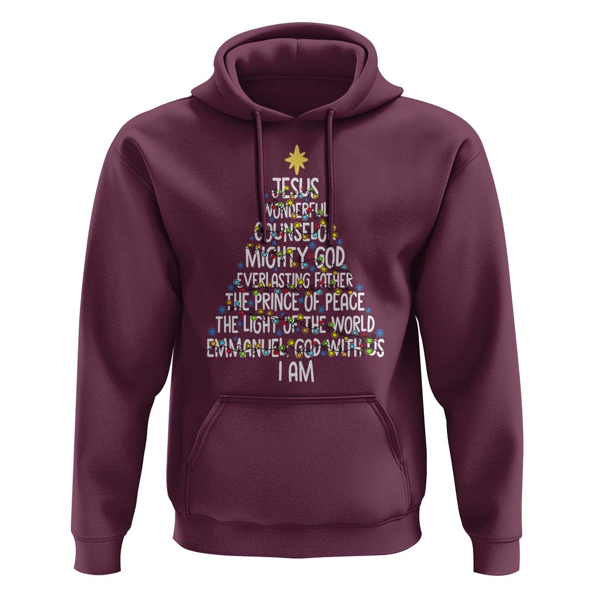 Christian Christmas Hoodie Jesus Wonderful Counselor Mighty God Xmas Tree - Wonder Print Shop
