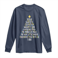 Christian Christmas Long Sleeve Shirt Jesus Wonderful Counselor Mighty God Xmas Tree - Wonder Print Shop
