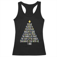 Christian Christmas Racerback Tank Top Jesus Wonderful Counselor Mighty God Xmas Tree - Wonder Print Shop