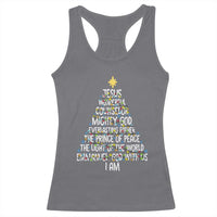Christian Christmas Racerback Tank Top Jesus Wonderful Counselor Mighty God Xmas Tree - Wonder Print Shop