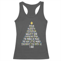 Christian Christmas Racerback Tank Top Jesus Wonderful Counselor Mighty God Xmas Tree - Wonder Print Shop