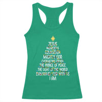 Christian Christmas Racerback Tank Top Jesus Wonderful Counselor Mighty God Xmas Tree - Wonder Print Shop