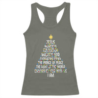 Christian Christmas Racerback Tank Top Jesus Wonderful Counselor Mighty God Xmas Tree - Wonder Print Shop
