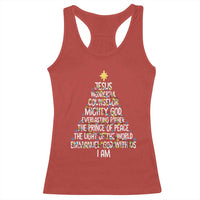 Christian Christmas Racerback Tank Top Jesus Wonderful Counselor Mighty God Xmas Tree - Wonder Print Shop