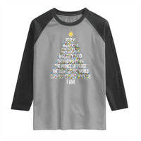 Christian Christmas Raglan Shirt Jesus Wonderful Counselor Mighty God Xmas Tree - Wonder Print Shop