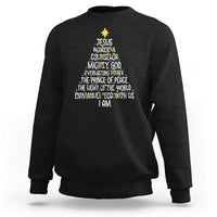 Christian Christmas Sweatshirt Jesus Wonderful Counselor Mighty God Xmas Tree - Wonder Print Shop