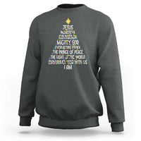Christian Christmas Sweatshirt Jesus Wonderful Counselor Mighty God Xmas Tree - Wonder Print Shop