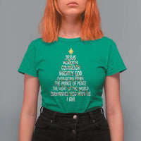 Christian Christmas T Shirt For Women Jesus Wonderful Counselor Mighty God Xmas Tree - Wonder Print Shop