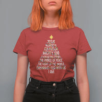 Christian Christmas T Shirt For Women Jesus Wonderful Counselor Mighty God Xmas Tree - Wonder Print Shop