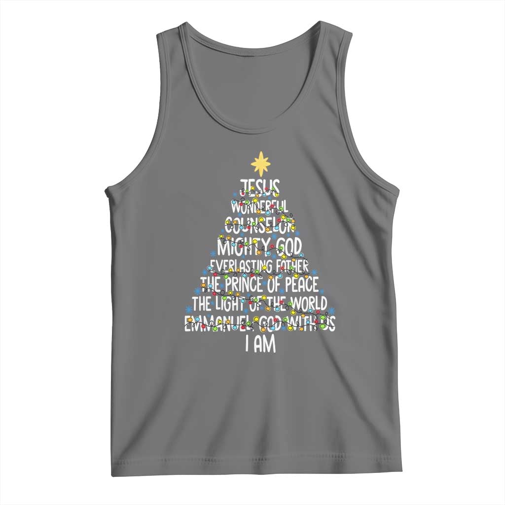 Christian Christmas Tank Top Jesus Wonderful Counselor Mighty God Xmas Tree - Wonder Print Shop
