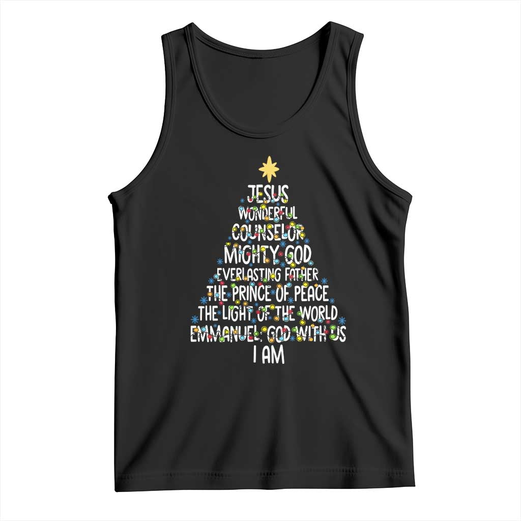 Christian Christmas Tank Top Jesus Wonderful Counselor Mighty God Xmas Tree - Wonder Print Shop