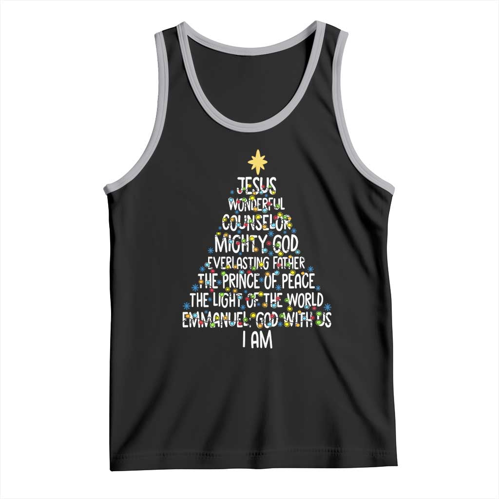 Christian Christmas Tank Top Jesus Wonderful Counselor Mighty God Xmas Tree - Wonder Print Shop