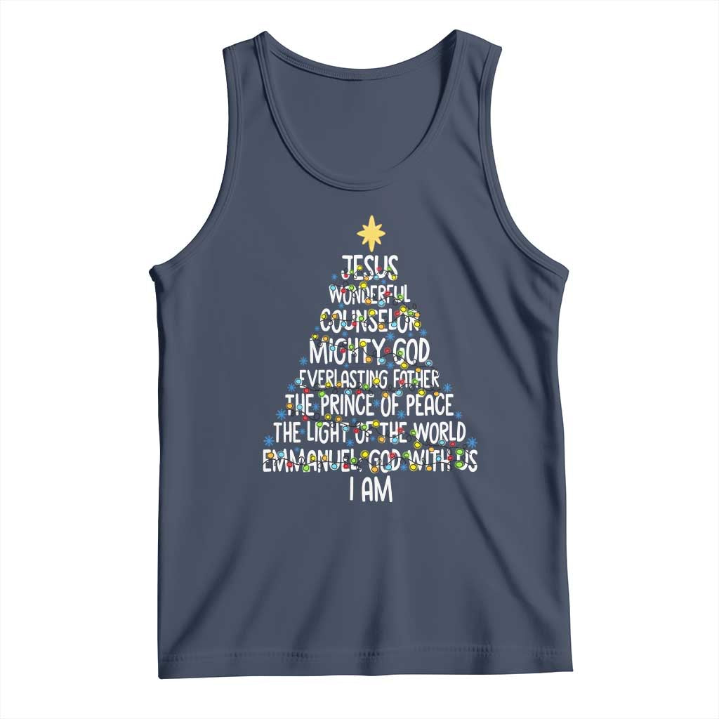 Christian Christmas Tank Top Jesus Wonderful Counselor Mighty God Xmas Tree - Wonder Print Shop
