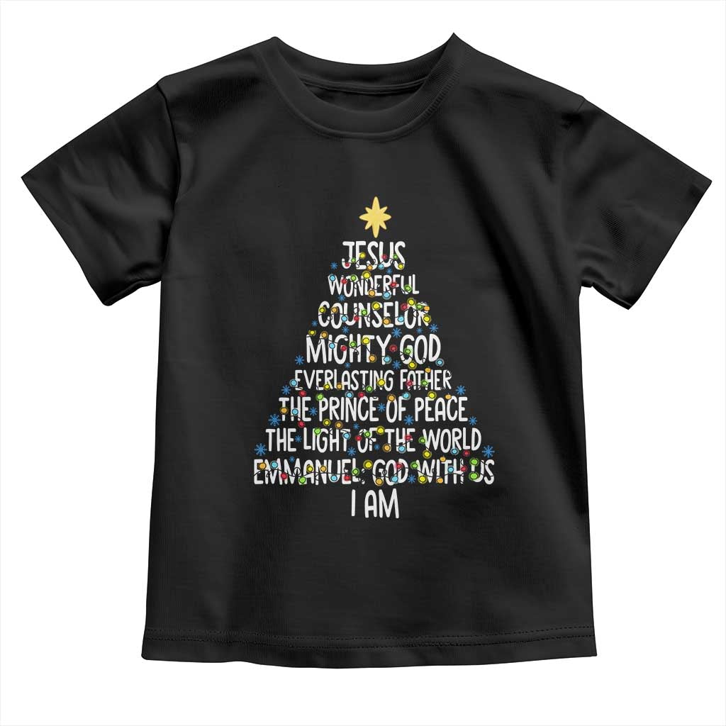 Christian Christmas Toddler T Shirt Jesus Wonderful Counselor Mighty God Xmas Tree - Wonder Print Shop