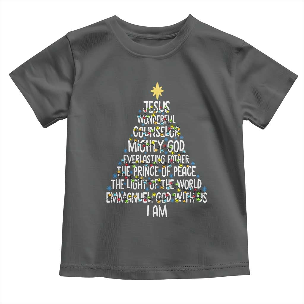 Christian Christmas Toddler T Shirt Jesus Wonderful Counselor Mighty God Xmas Tree - Wonder Print Shop