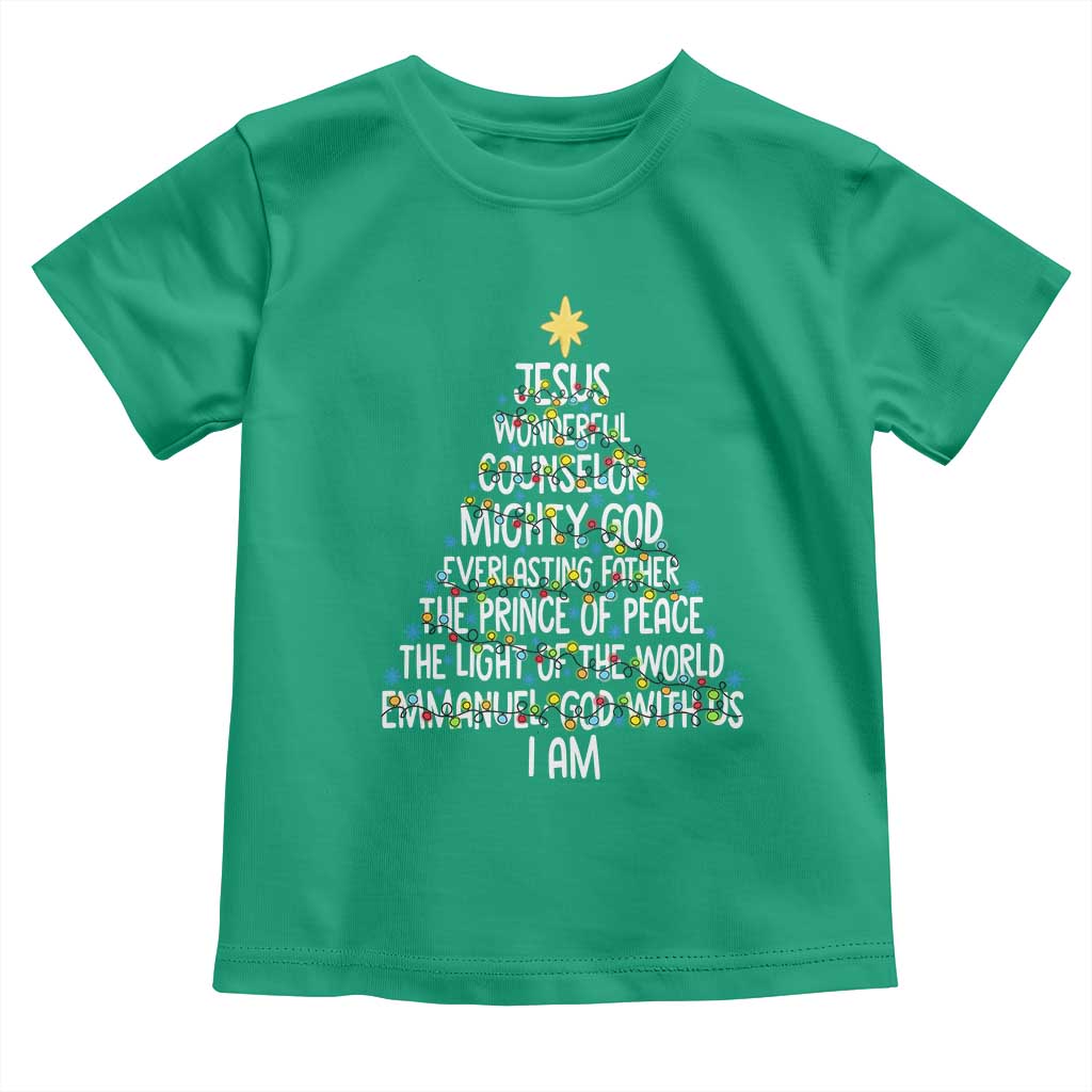 Christian Christmas Toddler T Shirt Jesus Wonderful Counselor Mighty God Xmas Tree - Wonder Print Shop
