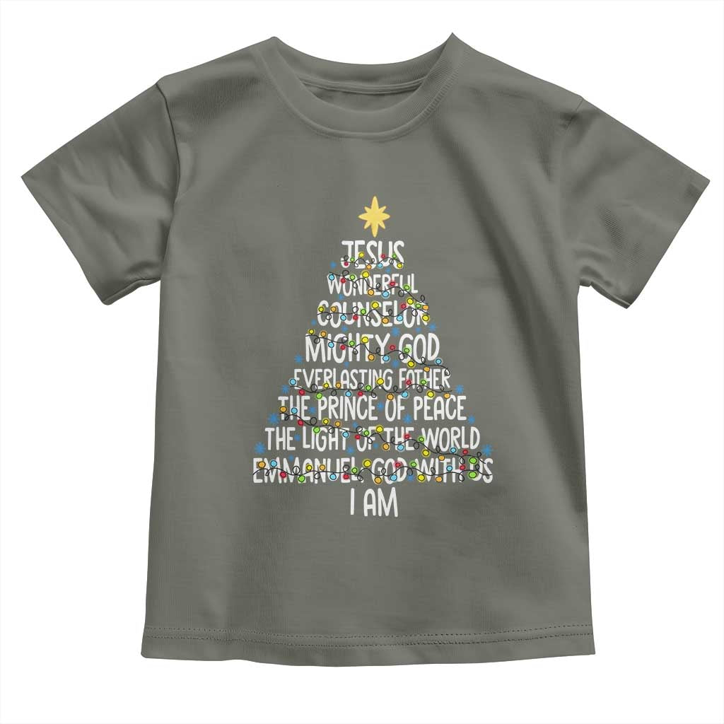 Christian Christmas Toddler T Shirt Jesus Wonderful Counselor Mighty God Xmas Tree - Wonder Print Shop