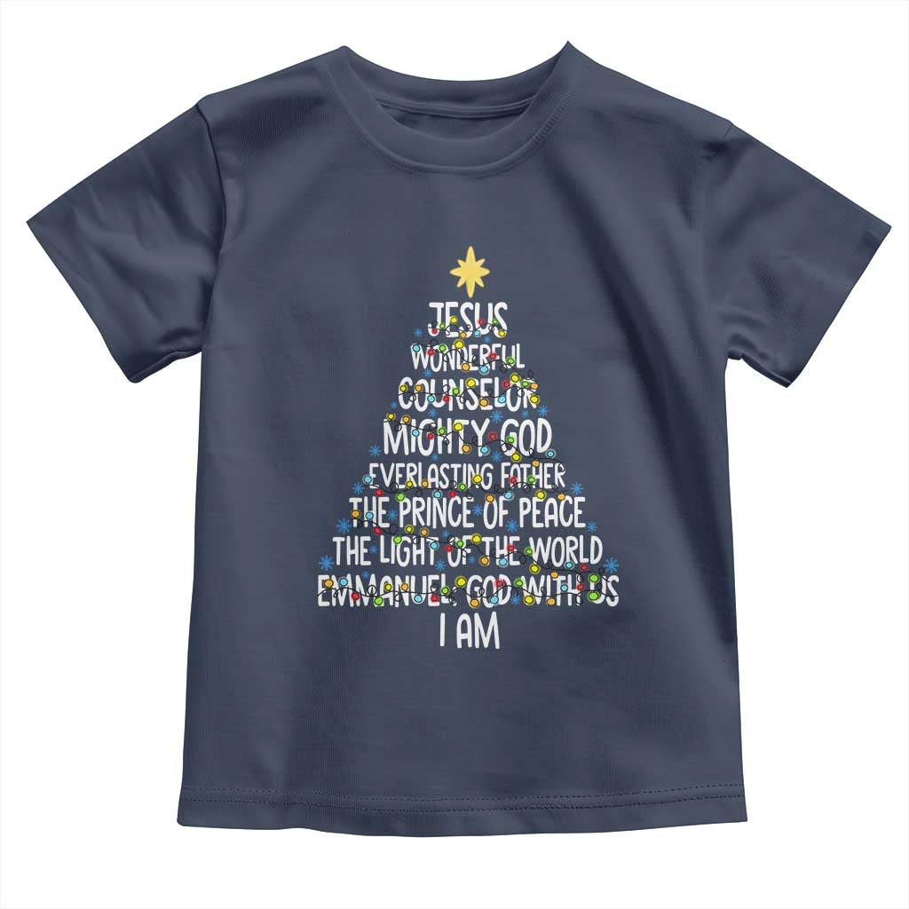 Christian Christmas Toddler T Shirt Jesus Wonderful Counselor Mighty God Xmas Tree - Wonder Print Shop