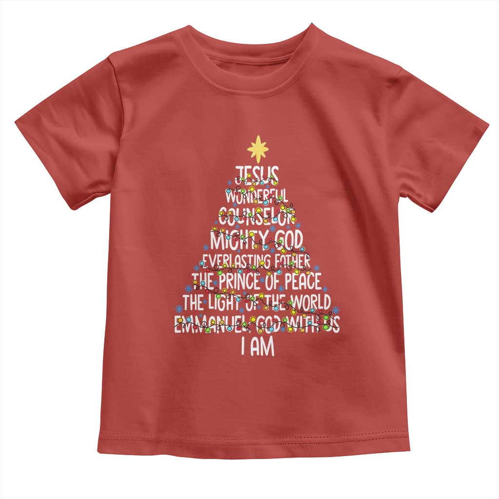 Christian Christmas Toddler T Shirt Jesus Wonderful Counselor Mighty God Xmas Tree - Wonder Print Shop