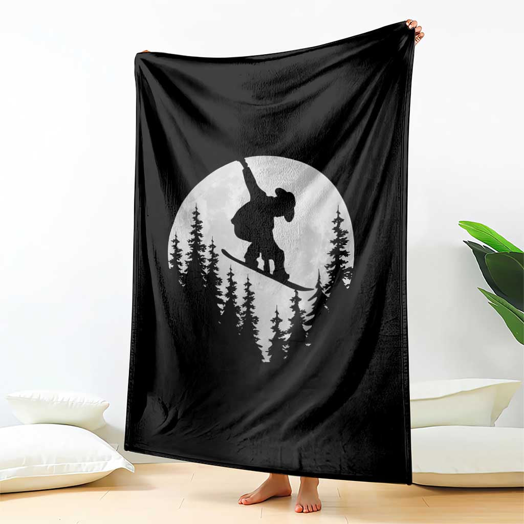 Funny Snowboard Cowboy Moon Snowboarding Winter Sports Throw Blanket - Wonder Print Shop