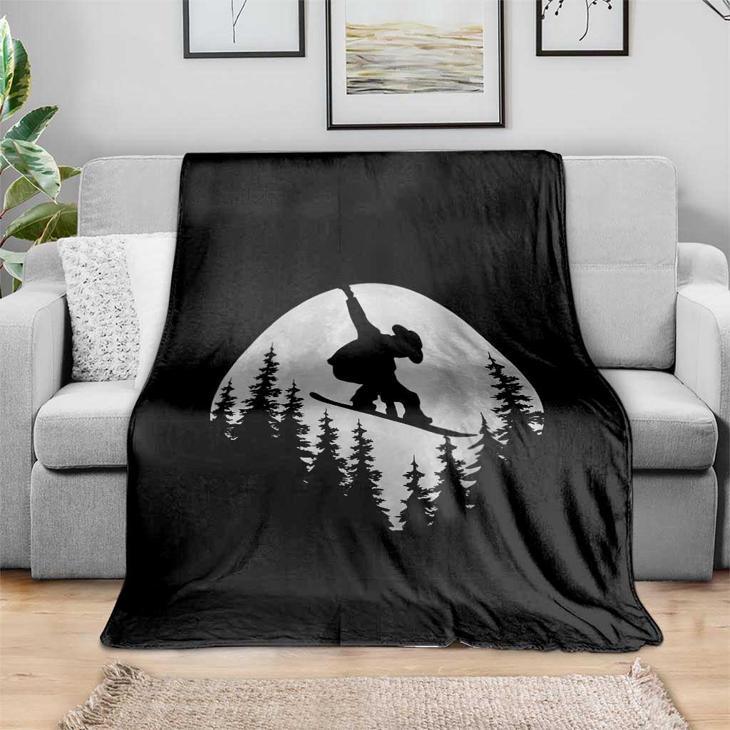 Funny Snowboard Cowboy Moon Snowboarding Winter Sports Throw Blanket - Wonder Print Shop
