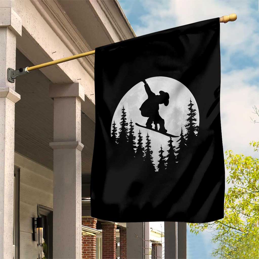 Funny Snowboard Cowboy Moon Snowboarding Winter Sports Garden Flag - Wonder Print Shop
