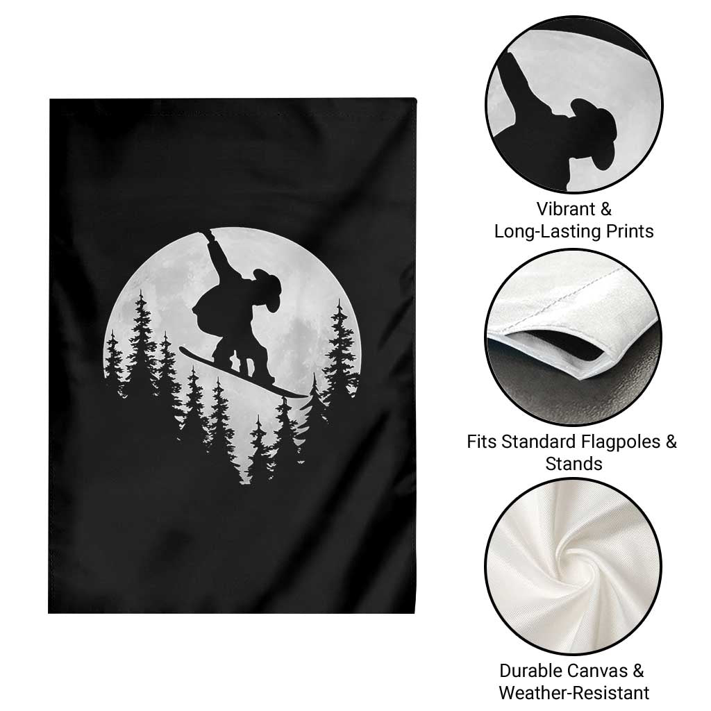 Funny Snowboard Cowboy Moon Snowboarding Winter Sports Garden Flag - Wonder Print Shop