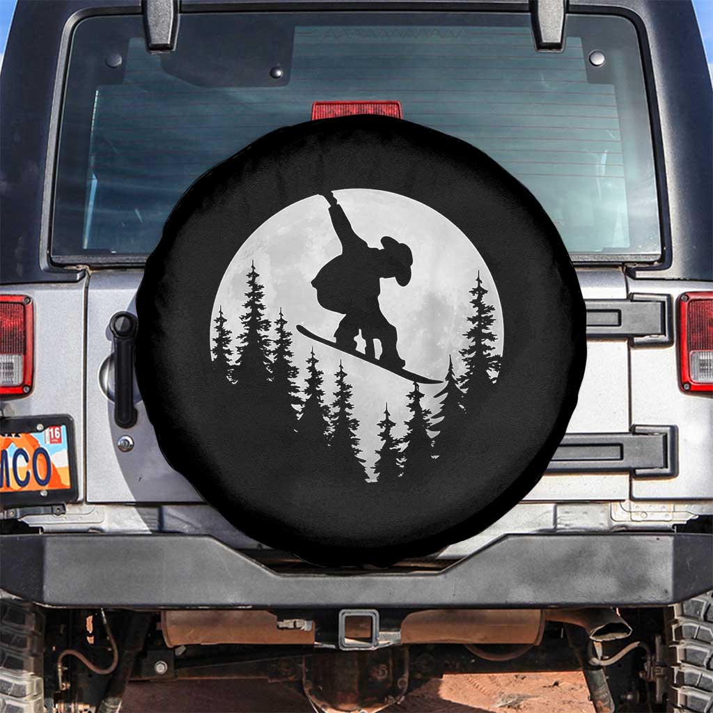 Funny Snowboard Cowboy Moon Snowboarding Winter Sports Spare Tire Cover - Wonder Print Shop