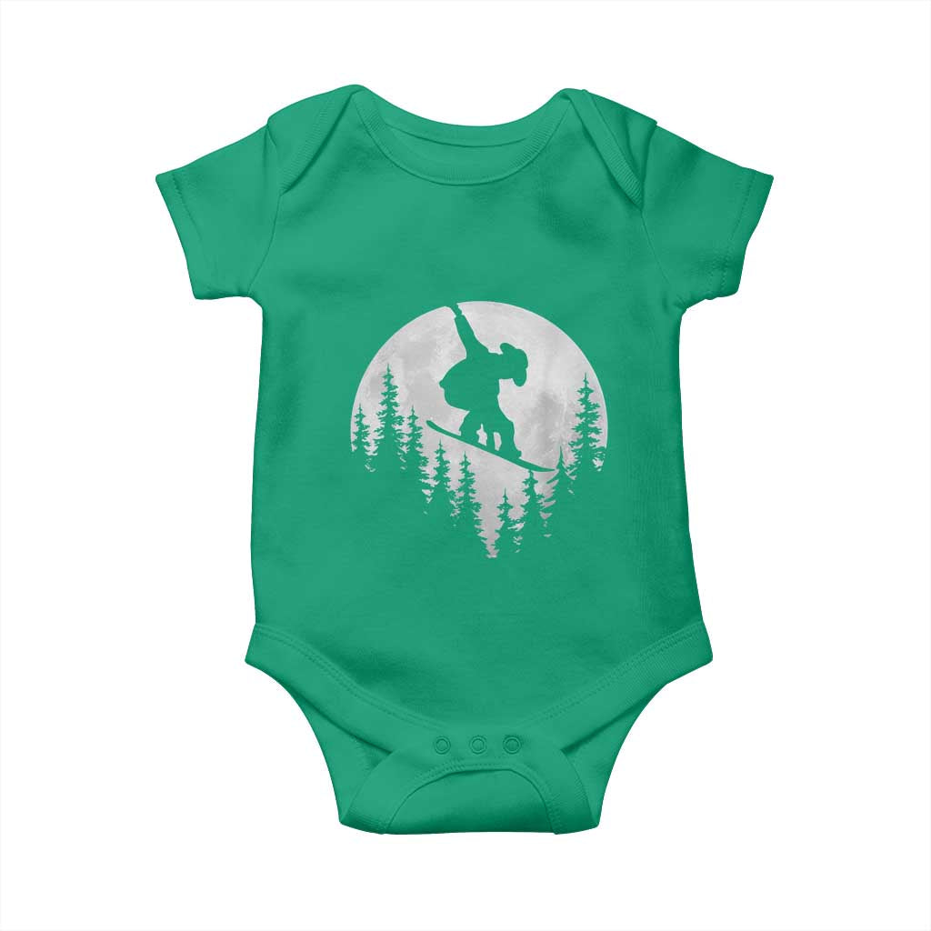 Funny Snowboard Cowboy Moon Snowboarding Winter Sports Baby Onesie - Wonder Print Shop