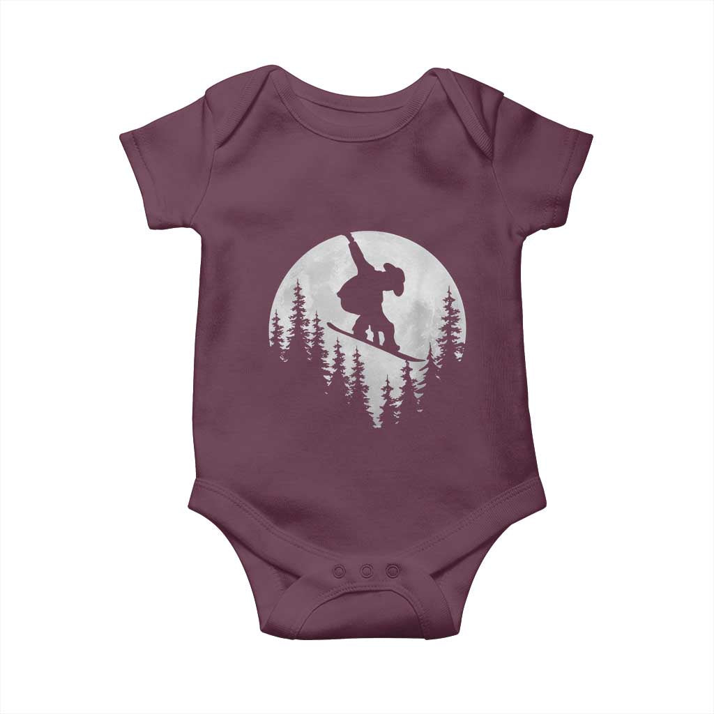 Funny Snowboard Cowboy Moon Snowboarding Winter Sports Baby Onesie - Wonder Print Shop