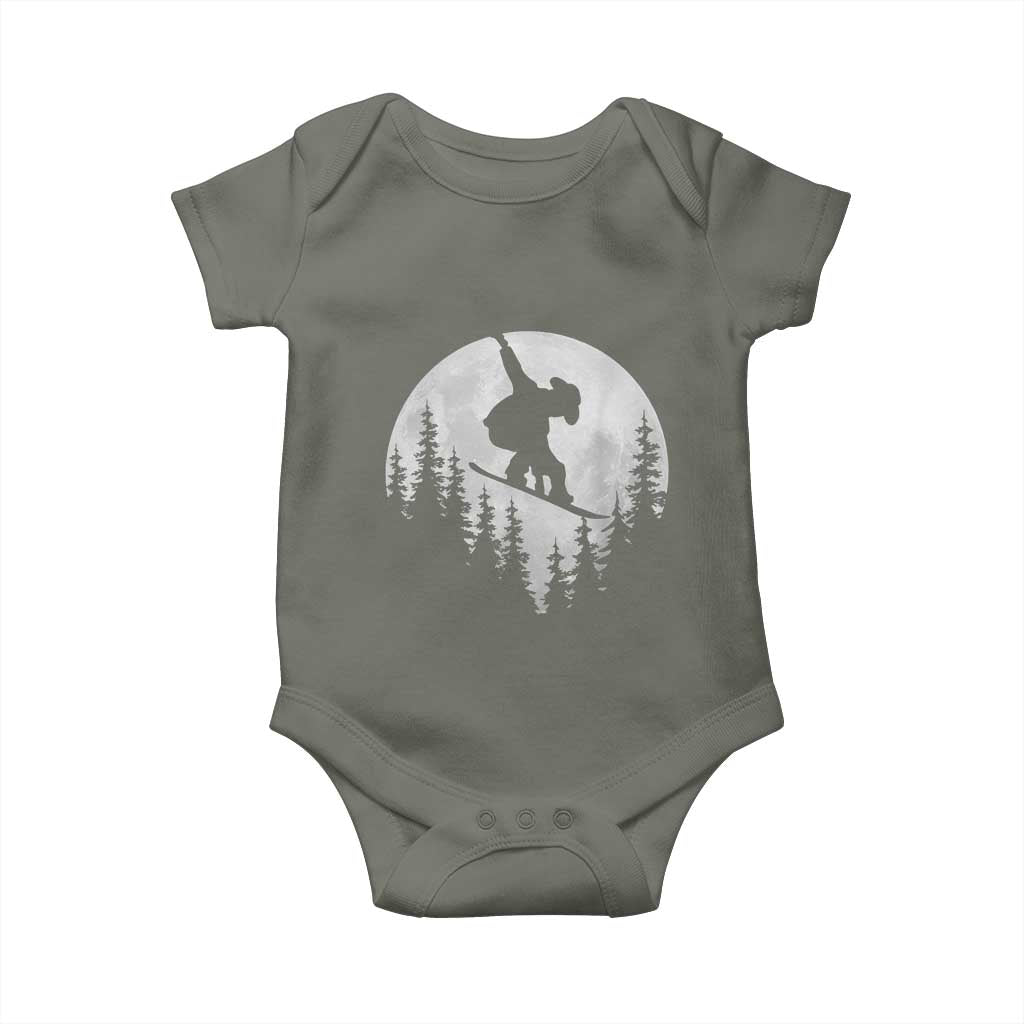 Funny Snowboard Cowboy Moon Snowboarding Winter Sports Baby Onesie - Wonder Print Shop