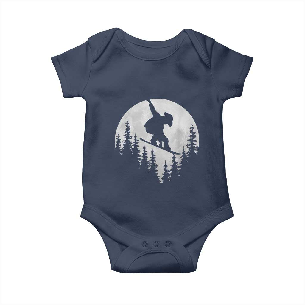 Funny Snowboard Cowboy Moon Snowboarding Winter Sports Baby Onesie - Wonder Print Shop
