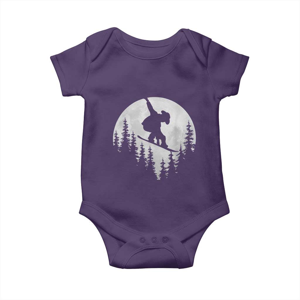 Funny Snowboard Cowboy Moon Snowboarding Winter Sports Baby Onesie - Wonder Print Shop