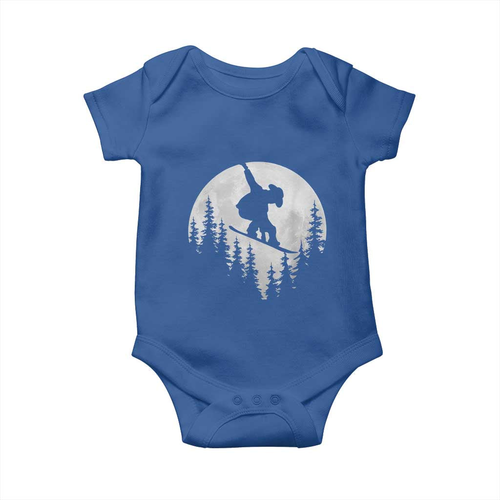 Funny Snowboard Cowboy Moon Snowboarding Winter Sports Baby Onesie - Wonder Print Shop