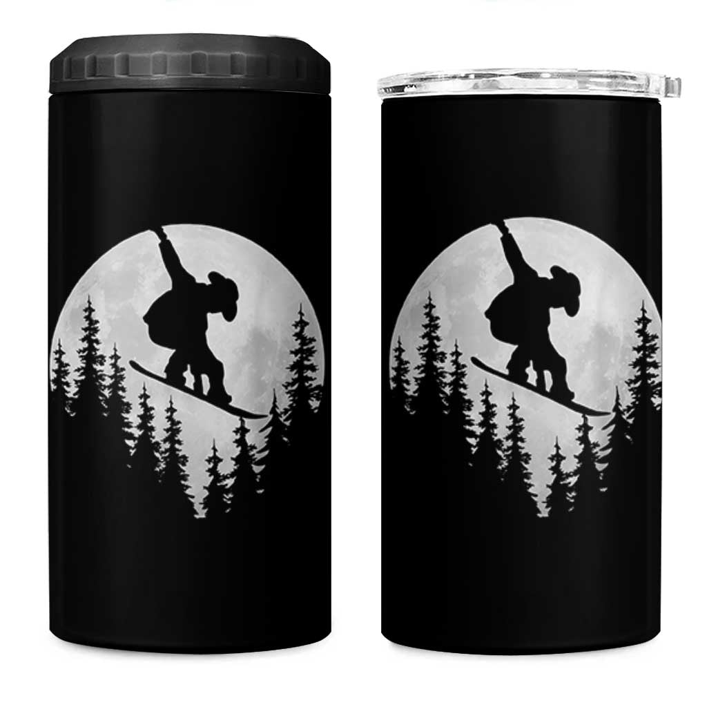 Funny Snowboard Cowboy Moon Snowboarding Winter Sports 4 in 1 Can Cooler Tumbler - undefined