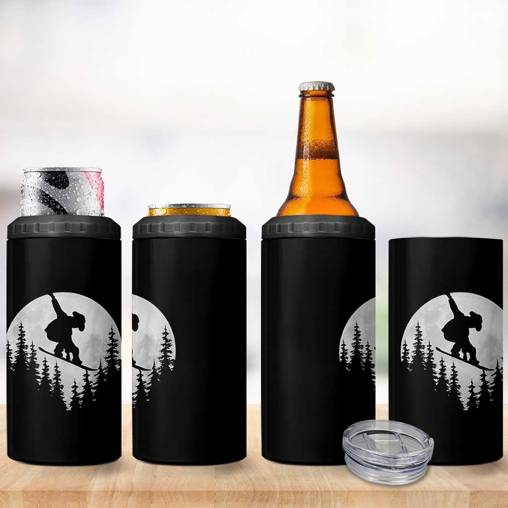 Funny Snowboard Cowboy Moon Snowboarding Winter Sports 4 in 1 Can Cooler Tumbler - undefined