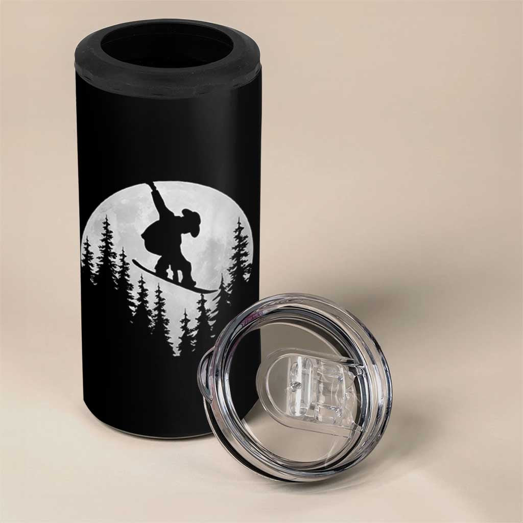 Funny Snowboard Cowboy Moon Snowboarding Winter Sports 4 in 1 Can Cooler Tumbler - undefined